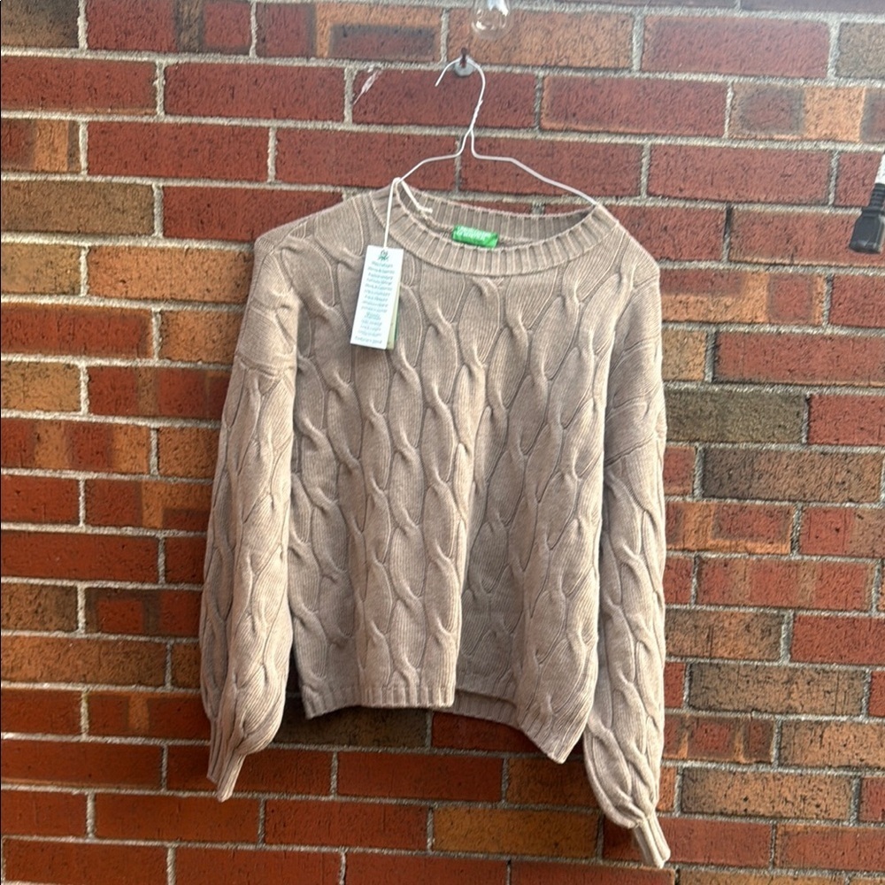 United Colors Of Benetton Beige Cable Knit Sweater